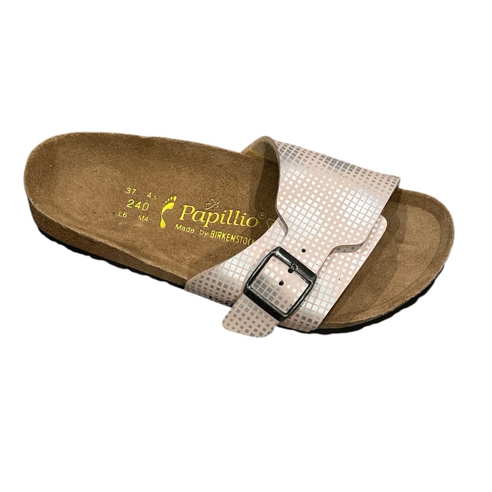 Papillio Birkenstock Madrid Buckle Pink Silver Slide ONE Right Sandal Shoe 6